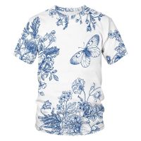 Fashion Unisex Draw Butterfly graphic t shirts Men Casual Personality Fun Printed Tees Trend Round Neck Short Sleeve Tees Tops