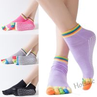 【hot sale】⊕♟✚ C04 Yoga Toe Socks with Grips Pilates Women Toeless Cotton five-finger Socks fashion color toe socks for Girls