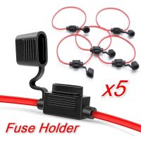 5Pcs Car Mini Blade Fuse Holder 12V 30A Wire In Line Adapter Cut Off Switch Socket Damp-Proof Anti-Splash Cover Auto Accessories Fuses Accessories