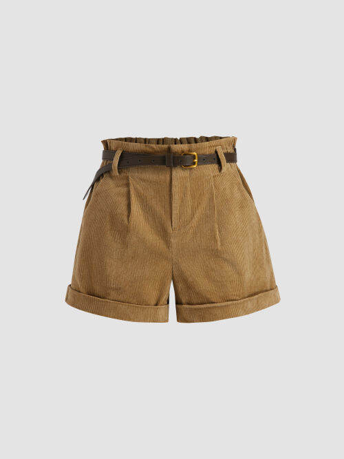 Cider Kpop Camel Corduroy Mini Shorts Lazada PH