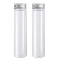 【CW】♗☏  2pcs Flat-bottomed Plastic Test Tubes with Screw Caps Containers 110ml