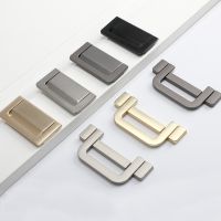 Modern Invisible Drawer Knob Movable Furniture Wardrobe Cabinet Door Handle Zinc alloy Black Gold Folding Buckle