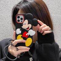 Mickey Mouse Anti Falling โทรศัพท์มือถือน่ารักสำหรับ iPhone 14 13 12 11 Pro Max 14Pro 14 PLUS 13Pro 12 13 14 7 8PLUS X XS MAX XRBlack Soft เคสซิลิโคน