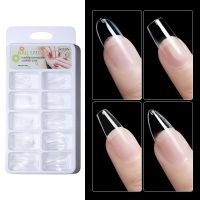 100 Pieces Of Boxed French False Nails Tips Art Transparent Coffin Half Cover American Capsule Super Long Nail Capsule