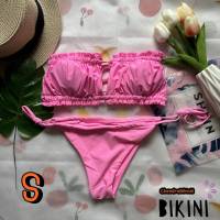 ? SHEIN BIKINI ชุดว่ายน้ำแฟชั่น ชุดว่ายน้ำสีชมพู พร้อมส่งจากไทย PINK SIZE S #SHPNK0024