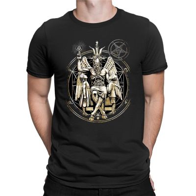 เสื้อยืดสั้น Satanic Devil Baphomet สำหรับทุกเพศ,เสื้อยืดสั้นคอกลมแขนลำลองขาสั้นแฟชั่นพิมพ์ลาย100% ผ้าฝ้าย