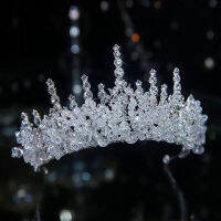 บาร็อค Buatan Tangan Berlian Bumanik Pengantin Tiara Mahkota Perak Warna Kristal Diadem Tudung Tiaras Perkahwinan Aksesori Rambut Headpieces