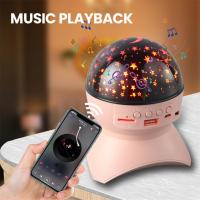 LED Rotating Star Projector Lighting Moon Starry Sky Children Baby Sleep Night Light USB Charging Music Projection Lamp