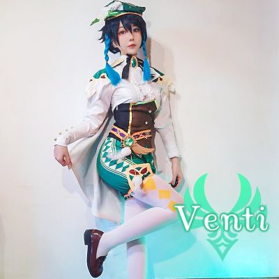 Genshin Impact Venti Cosplay Costume Uniform Wig Shoes Cosplay Anime Chinese Style Halloween Costumes For Women Game Wendi Windy