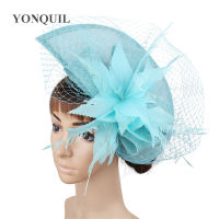 New Arrival Bridal Wedding Hair Fascinators Hat Veil With Feather Flower Hair Clips Women Party Married Race Headwear