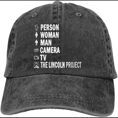 Person Woman Man Camera Tv The Lincoln Project Classic Vintage Washed Denim Hat Adjustable Dad Baseball Cap Sombrero De Mujer