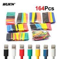 164Pcs Heat Shrink Sleeving Wrap Wire Insulation Heat-shrink Tubing Electrical Cable Tube Kits Dia 1-14mm 8 Sizes Mixed Color Electrical Circuitry Par