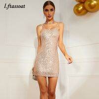 2022ฤดูร้อน Rose Sequined ชุด Backless ผู้หญิงปิดไหล่มินิเดรสคริสต์มาสปาร์ตี้ Club Strap Dresses