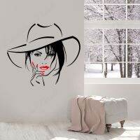 Beauty Fashion Woman Girls With Hat Wall Sticker Vinyl Decor Makeup Nail Salon Shop Sign Wall Decals Removable Wallposter E514