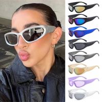 【CW】ﺴ  Wrap Around Sunglasses Futuristic Oval Glasses Fashion Shades Punk Goggle Eyewear Cycling