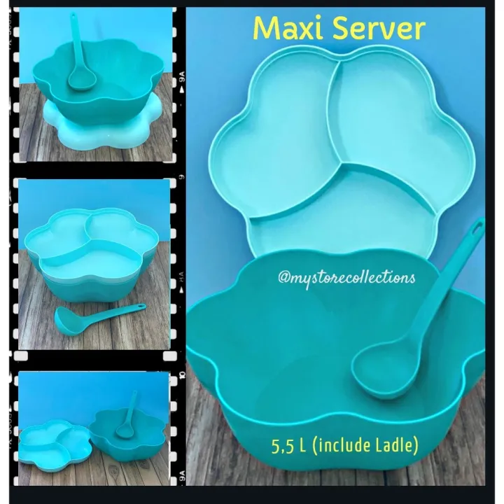 Tupperware Maxi Server 5.6L With Ladle Biru wadah besar bertutup