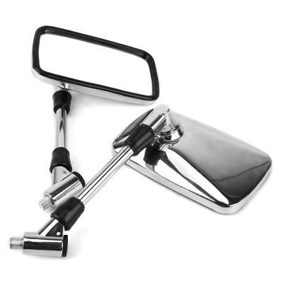 Motorcycle Mirror 10mm Pair Universal Chrome Rectangle Scooter Side Mirrors Rear View Moto Accessories UTV for Pcx 125 Vespa ...