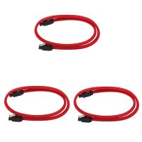 3X 50CM SATA 3.0 III SATA3 7Pin Data Cable 6Gb/S SSD Cables Hard Disk Data Cord with Nylon Sleeved Premium Version(Red)