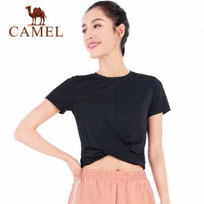 Camel เสื้อยืด แขนสั้น ผู้หญิง กีฬา วิ่ง ฟิตเนส เสื้อผ้า