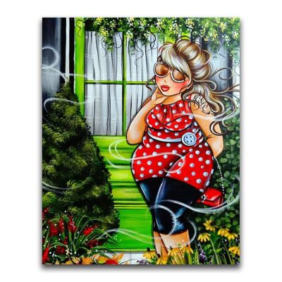 Cartoon Fat Woman Pre-Printed 11CT Cross Stitch Patterns DIY Embroidery DMC Threads Knitting Painting Handicraft     Mulina Needlework