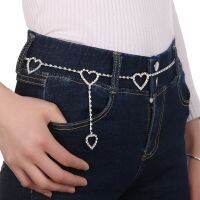 OCEANMAP Fashion Trendy Women Love Heart Flash Drill Waist Chain