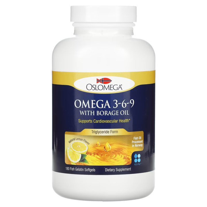 Oslomega, Norwegian Omega 369 with Borage Oil, Natural Lemon Flavor