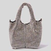 Rhinestone Handbag Deries Crystal Rhinestone Crossbody Bags for Women Purse Mini Top Handle Handbag Chain Mesh Clutch for Party