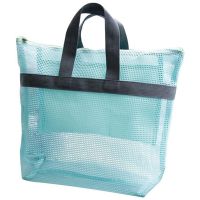 Mesh Beach Bag Handbag Waterproof Beach Bag Swim Bag Swim Wash Travel Carrier Bags Shoulder Bag Blue