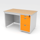 Luckyworl โต๊ะทำงานหน้าปิดผิวพีวีซีลายไม้ รุ่น DP-40-3-OR สีส้ม