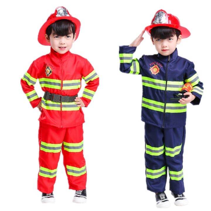 Costume Da Pompiere Completo Per Bambini 4-12 Anni - Con Elmetto, Giacca, Estintore Ad Acqua, Accessori - 6