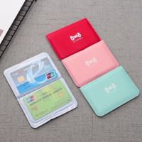 New Lovely Bow Print Card Holder 12 Bit PU Leather Card Case Female Credit Card Bag ID Card Passport Card Wallet Jacket Card Bag Card Holders