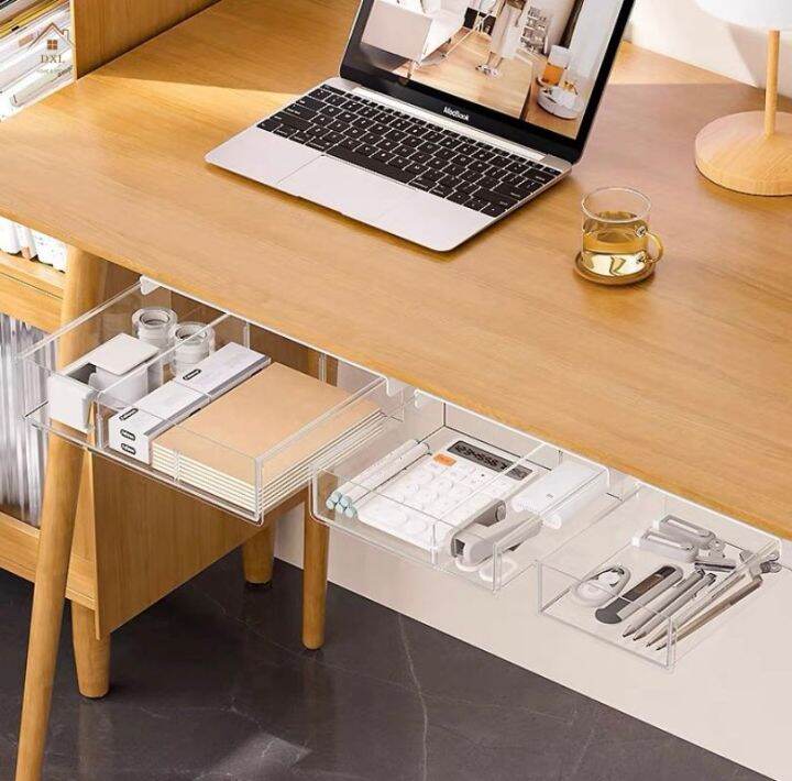 DXL Under Desk Drawer Type Storage Box Desk Hidden Storage Box Drawer