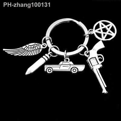 Movie Supernatural Man Keychain Dean Sun Pendant Key Ring Metal Pentagram Key Holder for Unisex