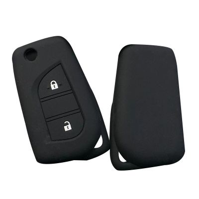 huawe For Peugeot 108 Silicone Car Key Cover Case For Toyota Yaris Remote Protetor Chaves 2 Button Flip Key Cover Cap