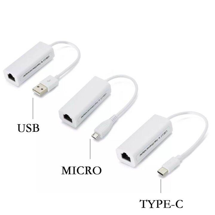 Micro USB Type C to Network Card LAN RJ45 10/100Mbps