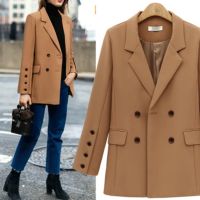 2019 New Long Blazers Women Long Sleeve Outerwear Autumn Winter Suit Blazer Women Casual Double Breasted Pocket Female Jackets