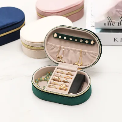 Minimalist Jewelry Box Oval Necklace Box Oval Jewelry Box Suede Jewelry Box Single Layer Jewelry Box Jewelry Box