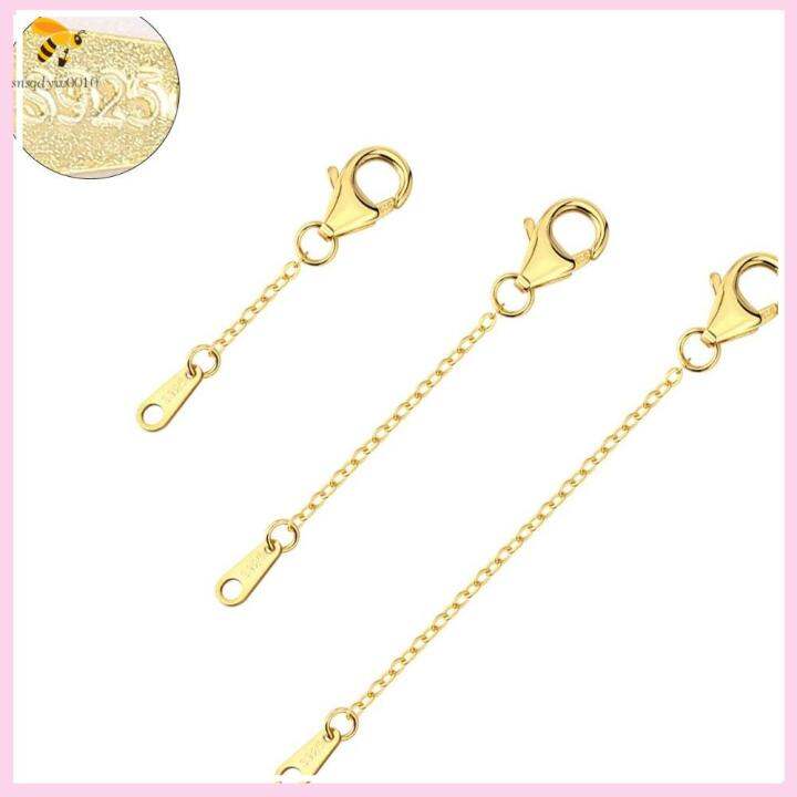 SNSQDYW0010 Gold Necklace Extenders 3 Inch 1 Inch Lobster Claw Clasp Gold Necklace Extenders 2