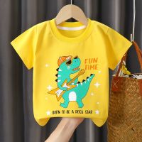 [COD] Combed childrens T-shirt summer cartoon girls top boys clothes middle and big short-sleeved one piece