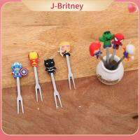 J-BRITNEY 8ชิ้นลายการ์ตูนของหวานปาร์ตี้ฮีโร่ตกแต่งอาหารกลางวันของเด็กถงเท้าใส่ชุดมีด+ส้อมสำหรับวันคริสมาสต์ส้อมผลไม้