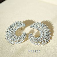 Neriza Jewelry/ ต่างหูออกงานเพชรสังเคราะห์ประกายไฟเทียบเท่าเพชรแท้ จัดส่งฟรี NE051