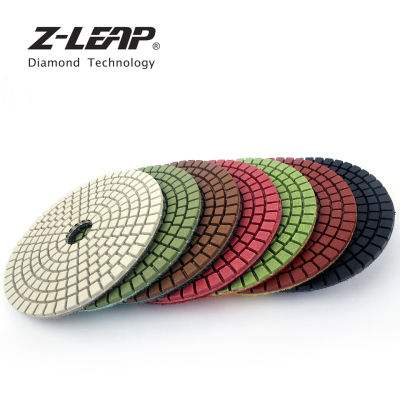 Z-LEAP 4" 7pcsSet Diamond Polishing Pad Wet Use Concrete Granite Marble Grinding Disc 100mm Flexible Resin Bond Abrasive Wheel