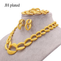 Dubai 24K gold color jewelry sets for women luxury necklace earrings bracelet ring India African wedding ornament wife gifts