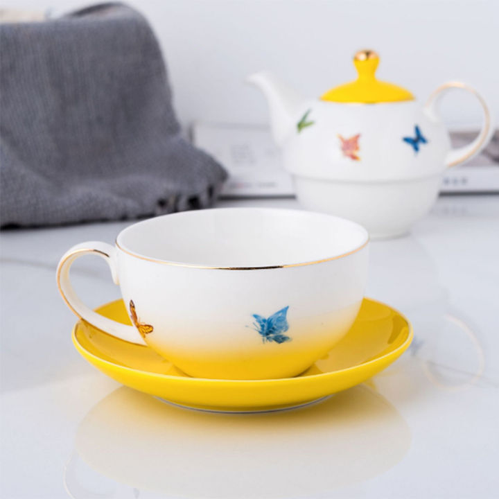 borrey-ceramic-flower-tea-pot-teacup-saucer-office-afternoon-tea-coffee-cup-dish-friends-family-gift-yellow-butterfly-teapot-set