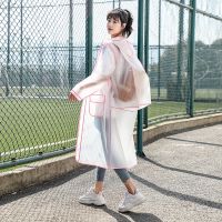 Song Qian Same Style Childrens Transparent Raincoat Schoolbag Men Women Mid-Length Outdoor Travel Single Poncho Ra