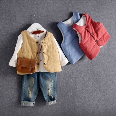 （Good baby store） Coat Children  39;s Vest E Spring Autumn Cotton Baby Vests Fashion Tops Boys Baby Clothes Kids Outerwear Jackets Girls Waistcoats