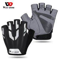 hotx【DT】 WEST BIKING MTB Cycling Half Man Crossfit Workout Mitts Non-Slip Silicone Reflective Strip Gloves