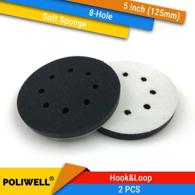 2PCS 5 Inch(125mm) 8-Hole Soft Sponge Interface Pad for Sanding Pads and Hook&amp;Loop Sanding Discs for Uneven Surface Polishing