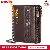 KAVIS 100 Genuine Leather Men Wallet Quality Purses Coin Purse Male Small Portomonee Rfid Walet Pocket Money Bag New for Boys