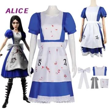 Game Alice Madness Returns Cosplay Costume Halloween Maid Dresses Apron  Dress